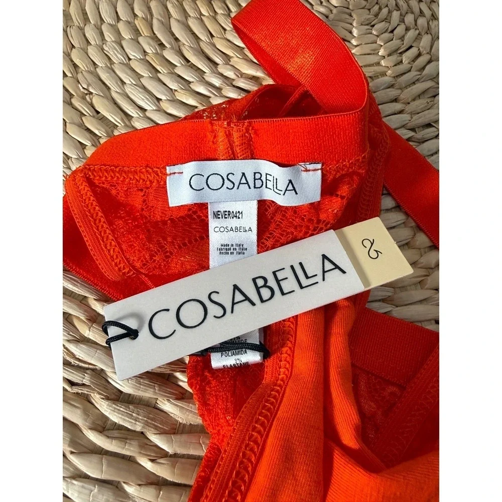NWT Cosabella Never Say Never Italian Thong for Men Lace Underwear Orange M
